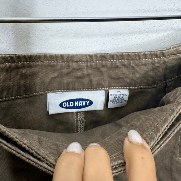 vtg 90s 00s y2k OLD NAVY wrap skirt cotton khaki cotton a line womens US 8 - Picture 3 of 4